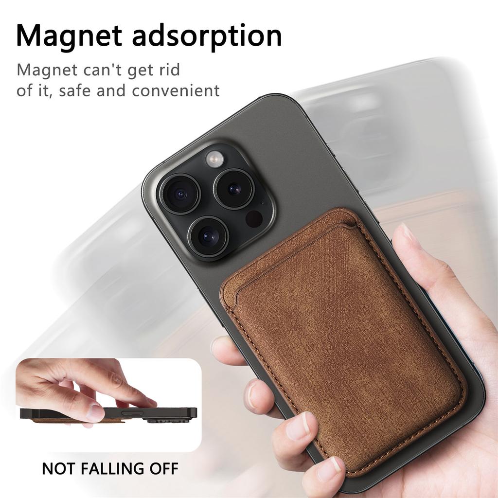Vintage Matt Lær Magnetisk Kortholder for iPhone 12-17 Serien - MagSafe Slim Lommebok
