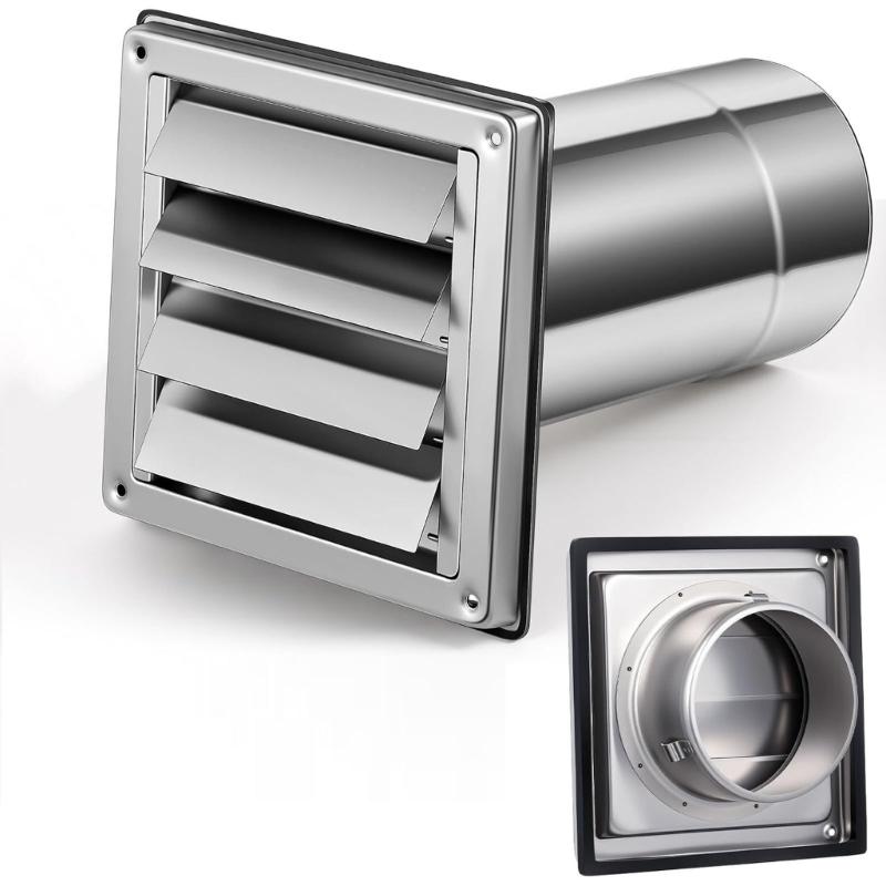 Exterior Wall Air Vent Cover Cap Duct Grill Square Vents Extractor Ventilation Cover Stainless Steel Air Vent Duct Grill