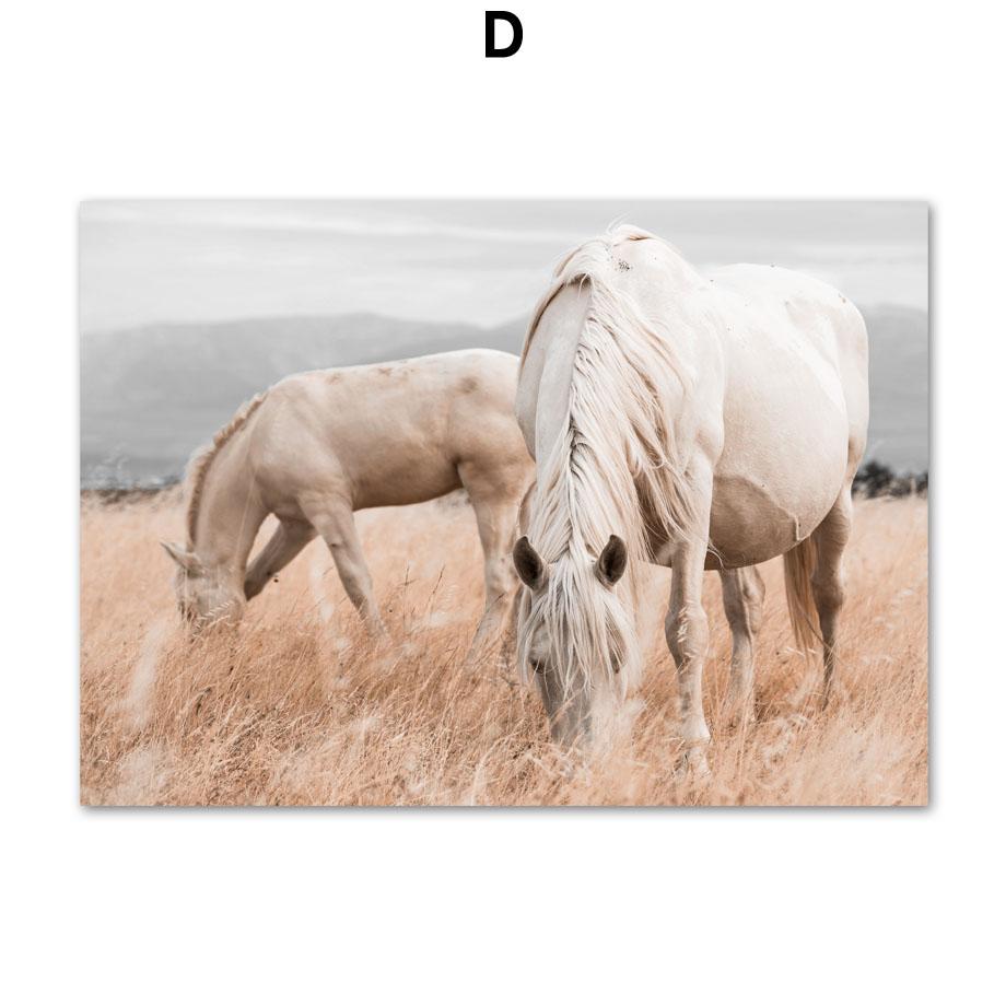 Mountain Calm Lake Tiger Horse Weed Dried Flowers Wall Art Prints Canvas Painting Nordic Poster Decor Pictures For Living Room