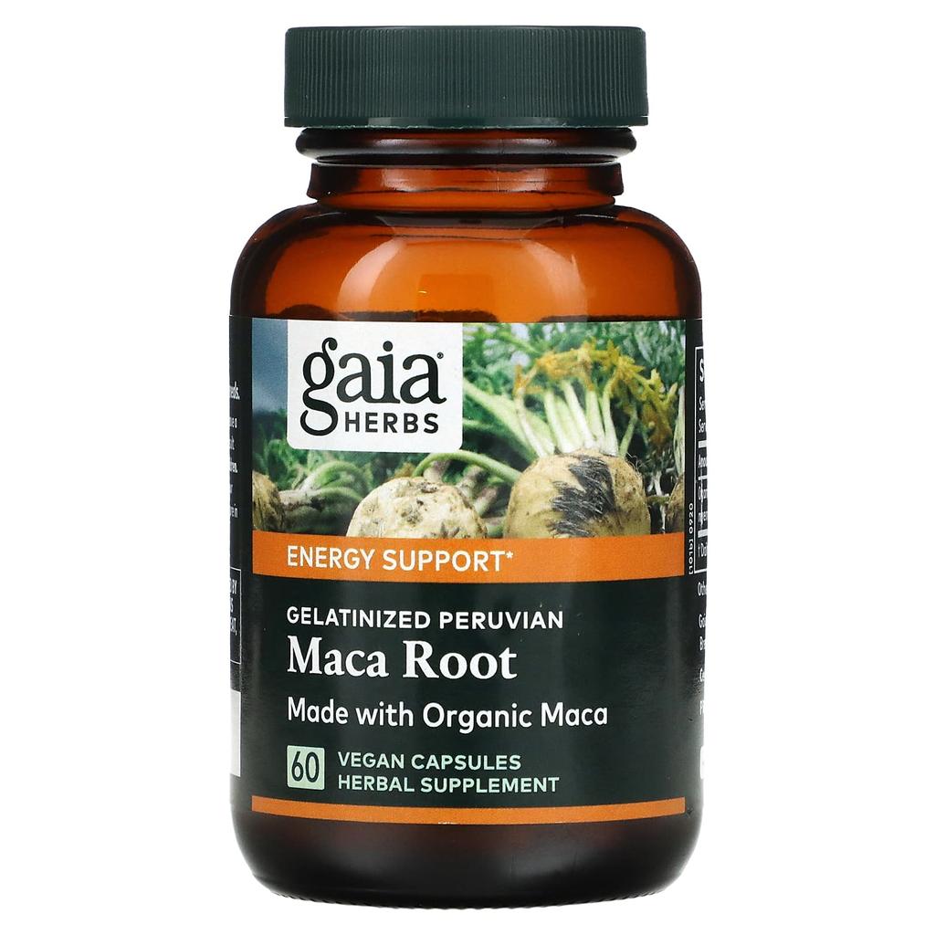 Gaia Herbs, Gelatinized Peruvian Maca Root, 60 Vegetarian Capsules