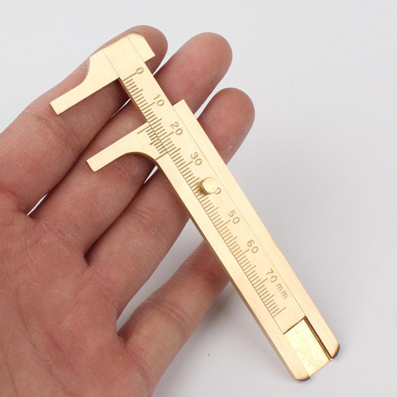 1PC Mini Brass Sliding Ruler Double Scales Metal Vernier Caliper Gauge Micrometer Precision Measuring Supplies