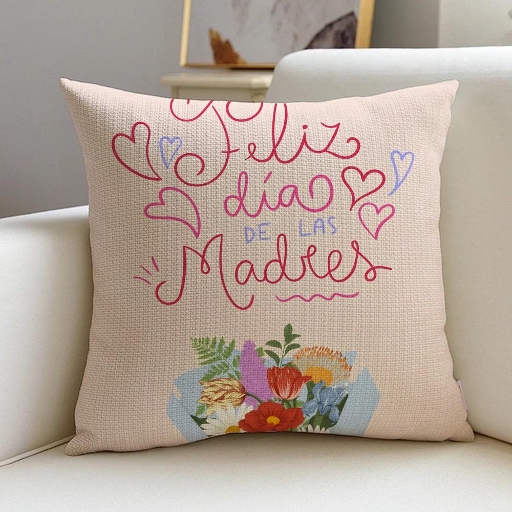 PMothers Days Cushion Cover Natural Linen Pillowcase Set AllinOne Decor for Sofa Bedroom Chair
