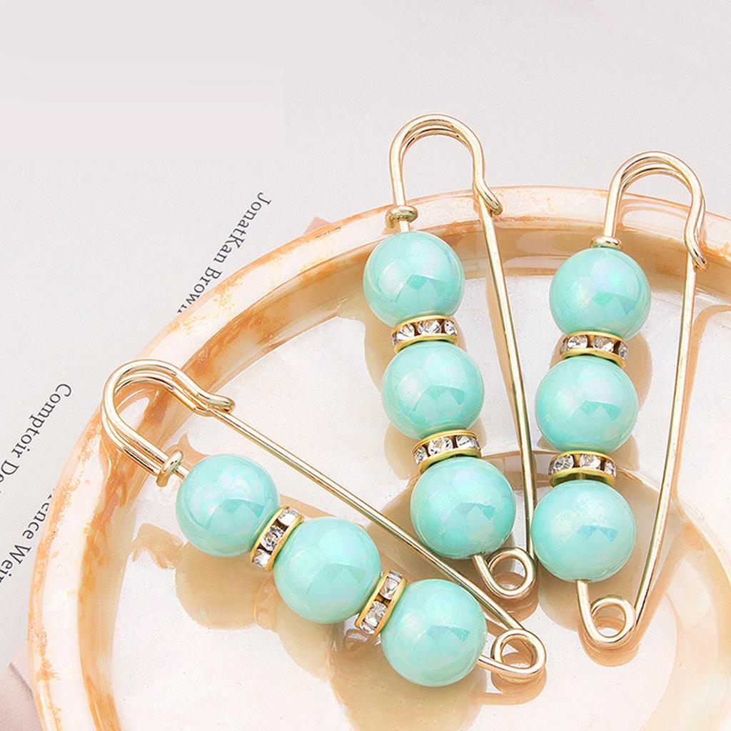 3Pcs Pearl Waist Cincher No Slip Pin Adjustable Waistband Clips for Pants Skirts Safety Pins for Women