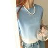 Women's Tops Gradient Colour Short Sleeve Knit Sweater Round Neck Loose Bottom Shirt