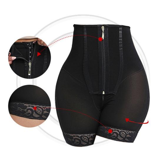 High Waist Shapewear with Zipper & Button Closure Tummy Control Hip Lifting Body Shaping Pants Compression Breathable Postpartum & Daily Firming