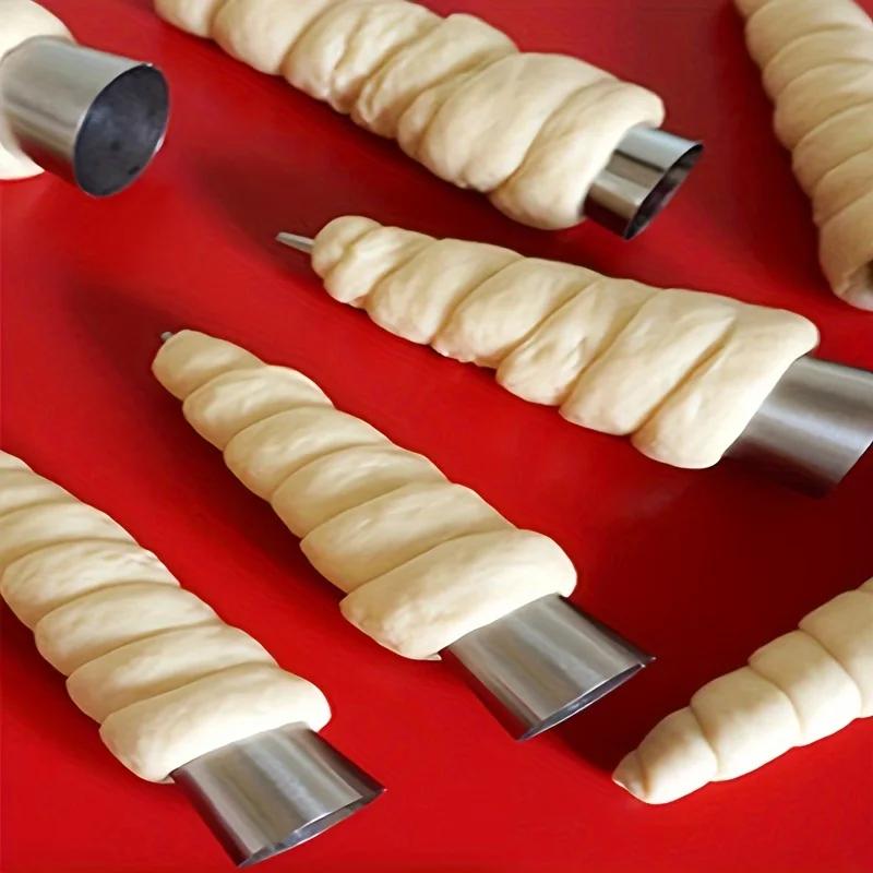 5pcs Kitchen Stainless Steel Baking Cones Horn Pastry Roll Cake Mold Spiral Baked Croissants Tubes Cookie Dessert Tool