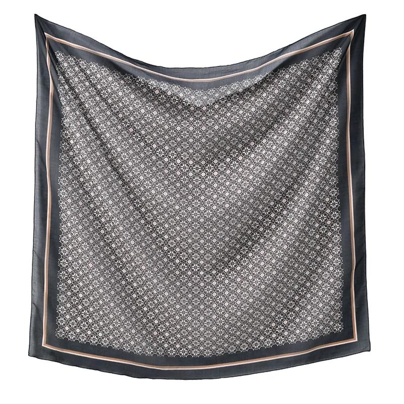 110*110cm Neuer Baumwoll-Leinen-Quadratischer Schal Damen Kopftuch Blumenmuster Halstuch Schals Kopftuch Bandanas Haargummi Stirnbänder