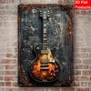 Vintage Znak Blaszany Gitara Elektryczna Vintage Trwała Metalowa Tabliczka Dekoracja Ściany Dom Biuro Bar Jaskinia Mężczyzny Sztuka Ścienna