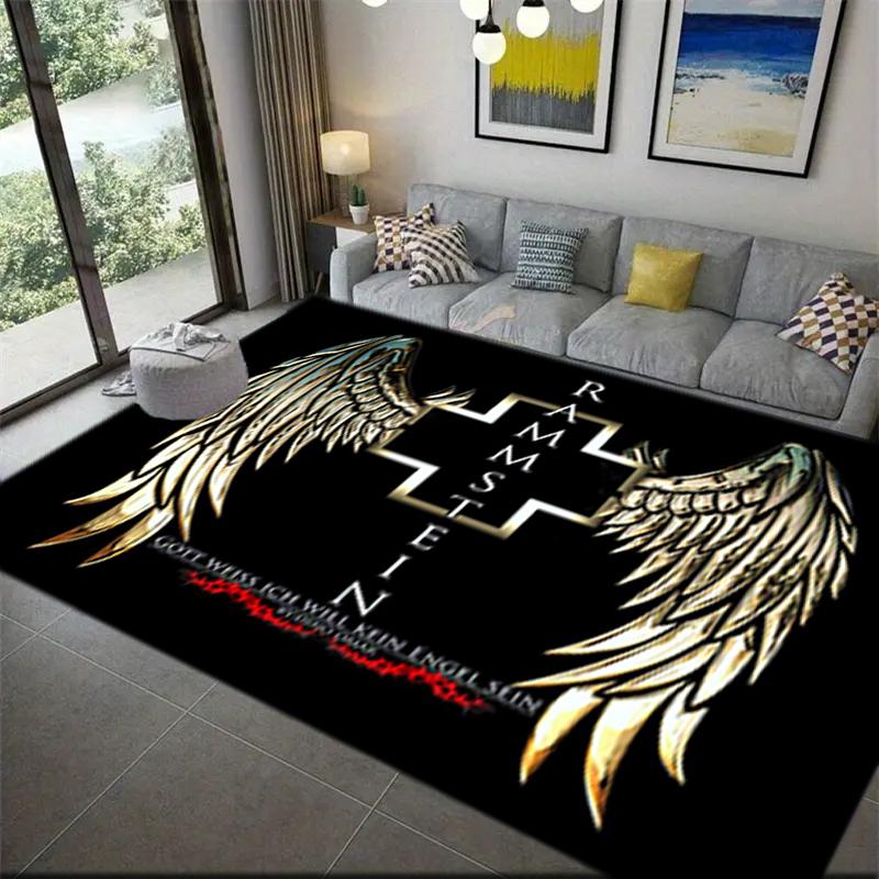 1 Stück Rammstein-Thema Gedruckter rechteckiger Teppich, Fußmatte für Zuhause, Outdoor-Reiseschutzteppich A4