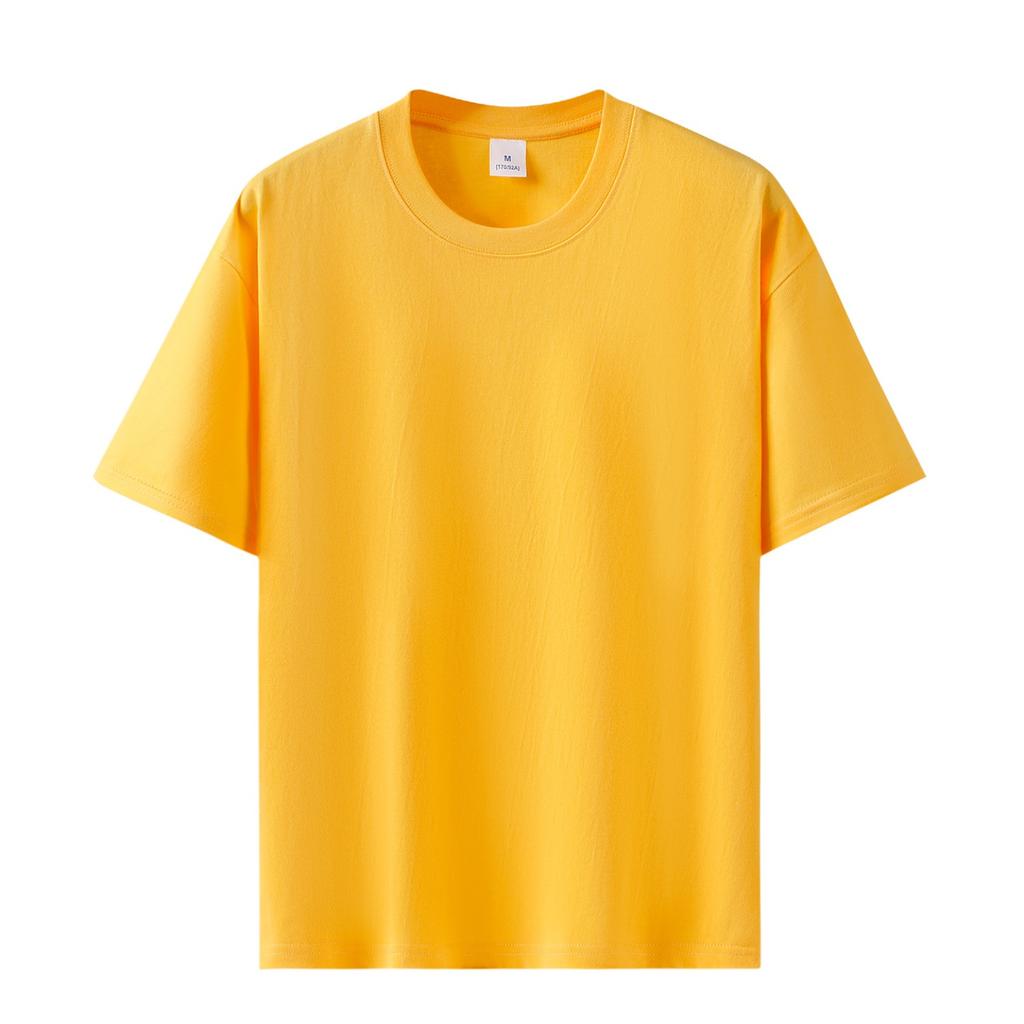 Unisex Round Neck Short Sleeve Loose Fit T-Shirt Cotton Solid Heavyweight Top