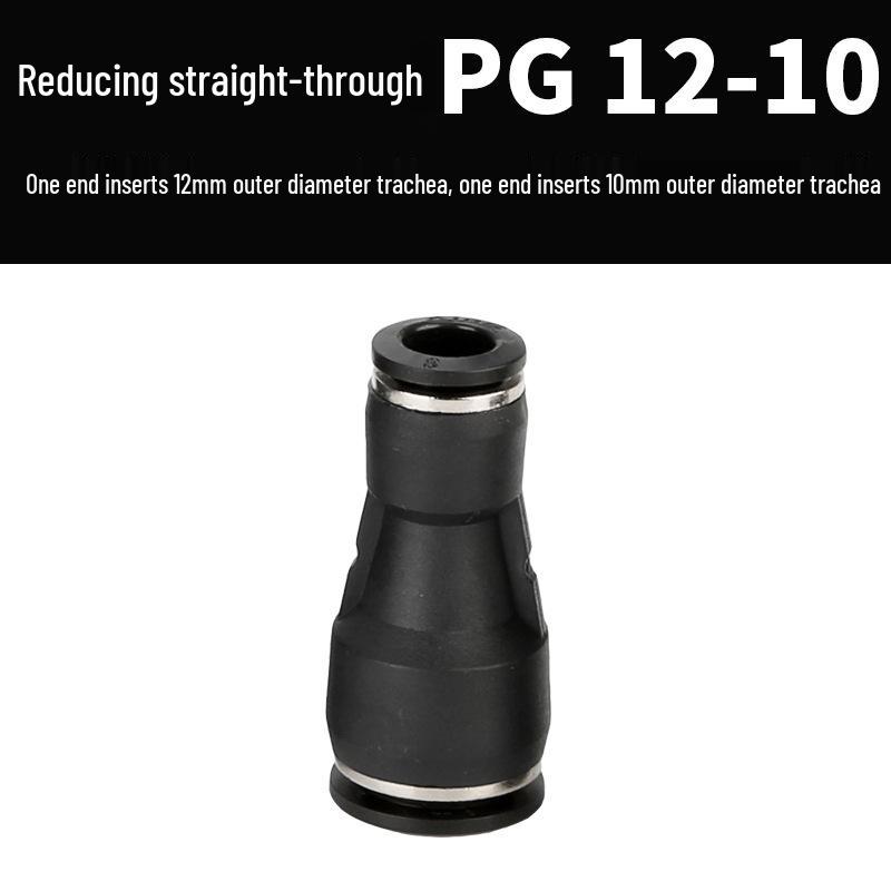 Straight Quick Push-In Pneumatic Air Tube Connector, PU Sizes 6-16, Plastic Two-Way Joint