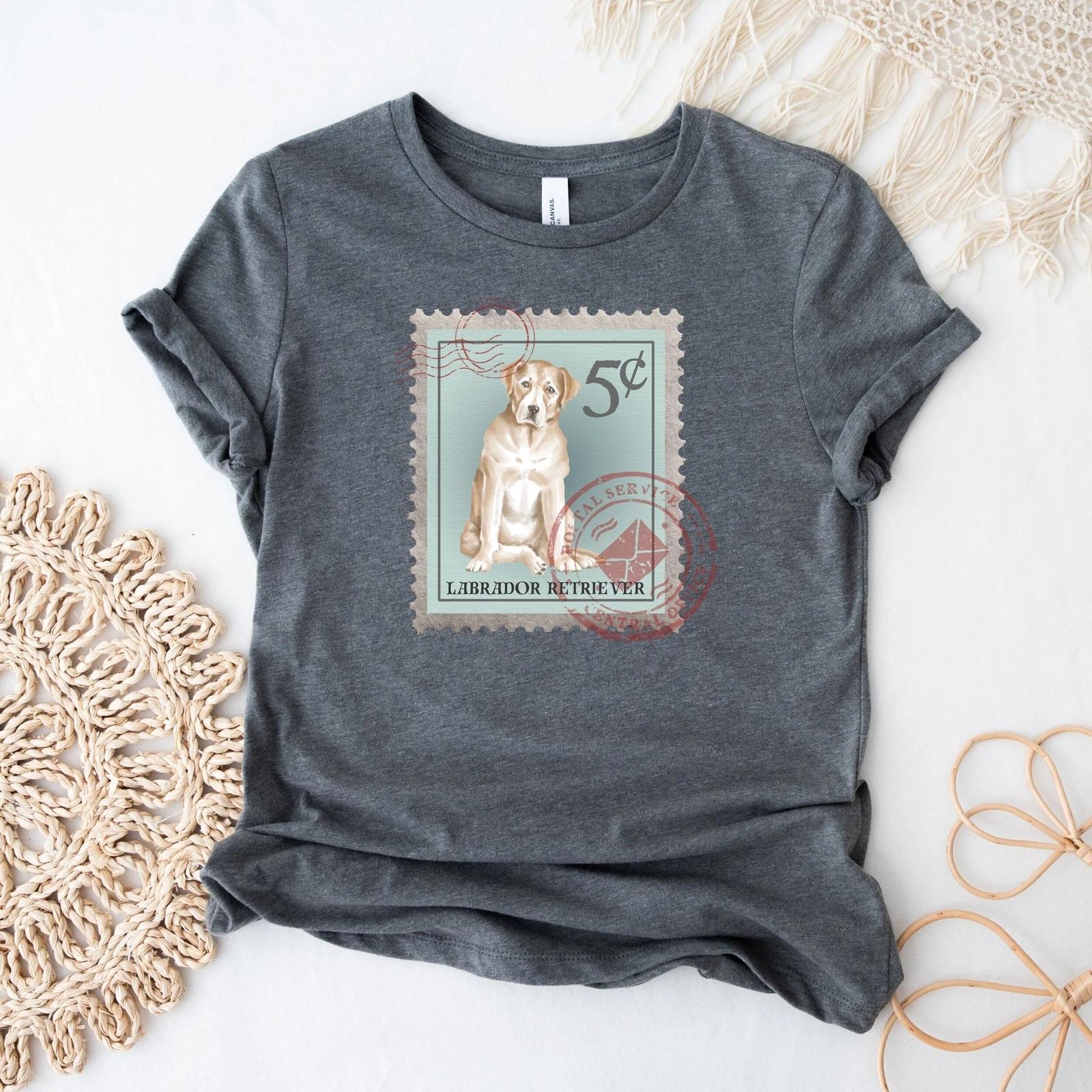 Labrador Retriever Dog Postage Stamp Shirt L