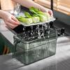Large Capacity Transparent Plastic Refrigerator Storage Box with Draining Lid