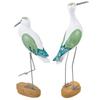 2Pcs Seagull Ornament Desktop Sculpture Office Decor Wooden Sea Bird Decorations Seagull Birds Beach Tabletop Statues Figurines