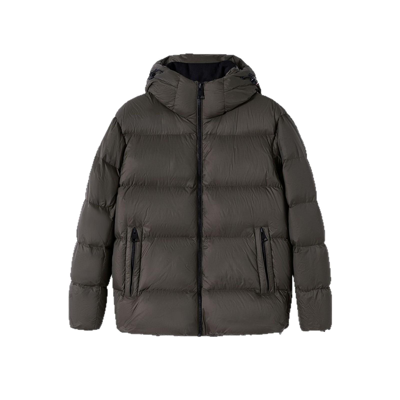 

Мужская зимняя утолщенная пуховая куртка с капюшоном - В рубчик, Повседневная, Короткая, Высококачественная верхняя одежда L - 175 оливковое зеленый