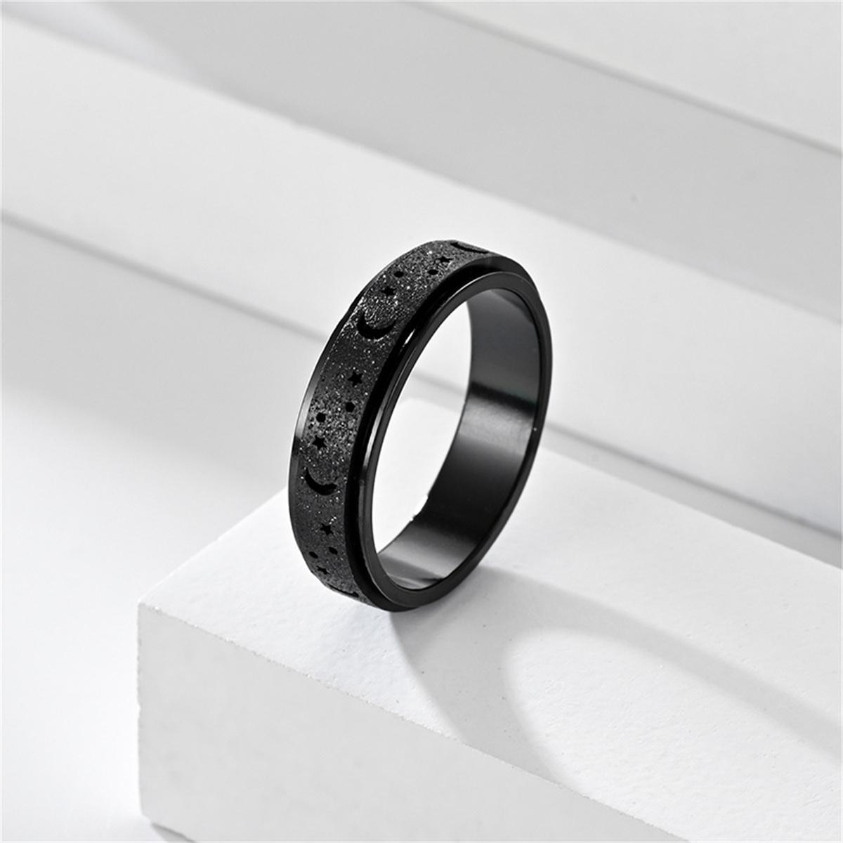 

Frosted Stainless Steel Moon And Star Fidget Rings For Men Anti Stress And Anxiety Rotating Ring Fidget Metal Spinner Anillos 12