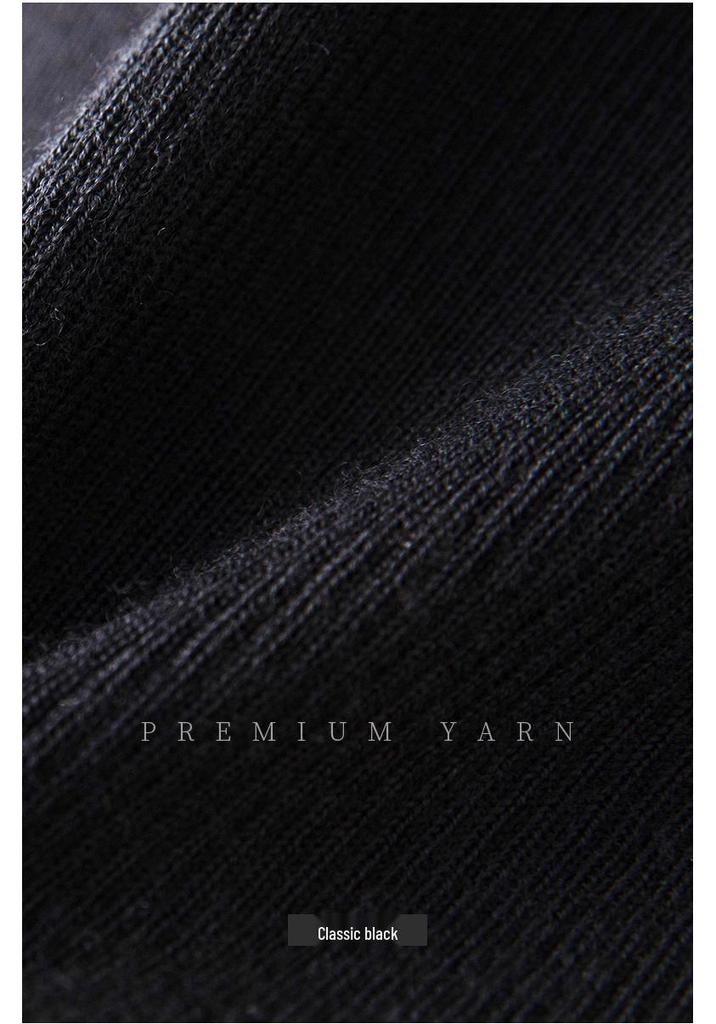 Autumn/Winter 100% Wool V-Neck Sweater Dress with Five-Quarter Sleeves