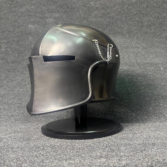 Barbuta Helmet with Stand 18g Mild Steel Medieval Knight Armor LARP Cosplay Costume Barbuta Visored Warrior Helmet