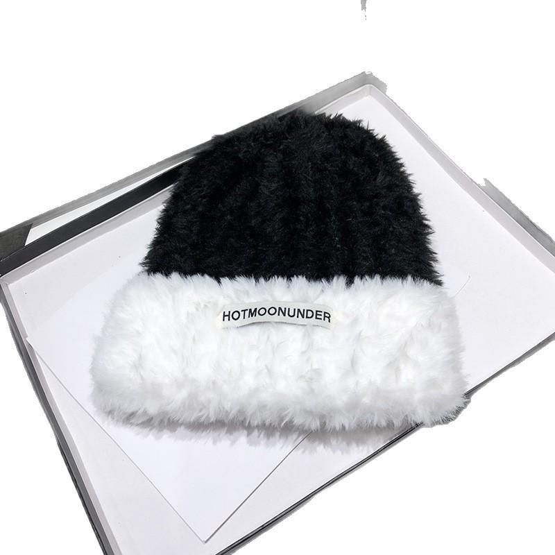 New Arrival: Women's Winter Korean Plush Colorblock Hat with Ear Flaps - Big Head Fit, Face-Framing Design