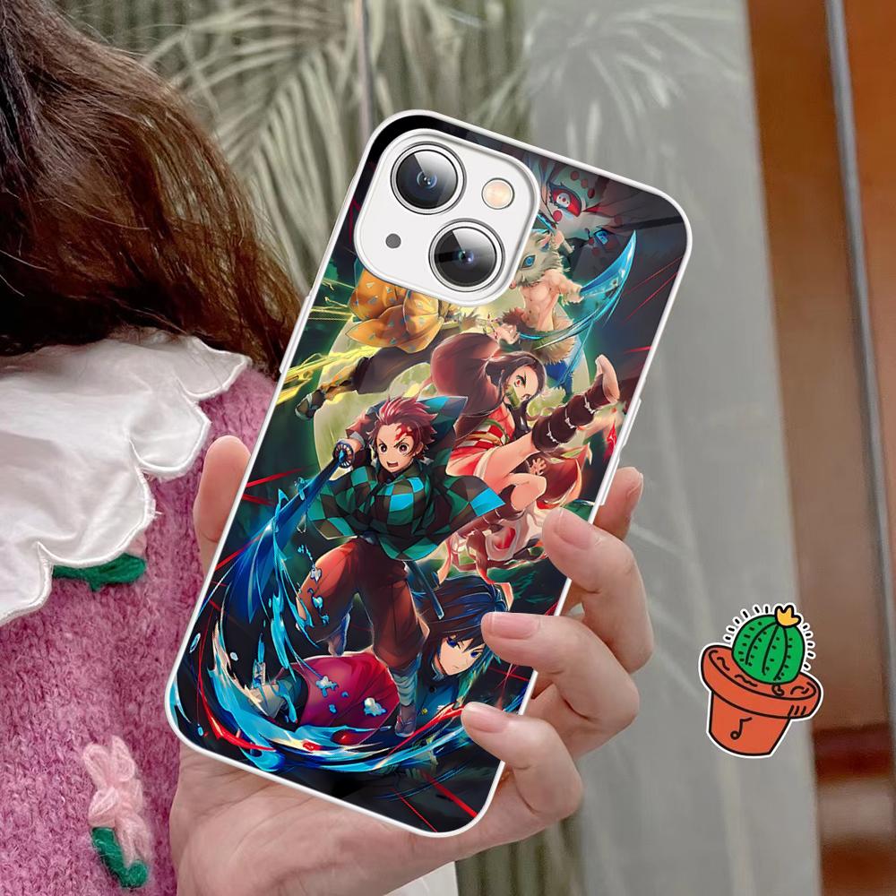 Demon Slayer Phone Case Tempered Glass For Iphone 14 13 12 11 Pro Mini XS MAX 14Plus X XS XR Fundas
