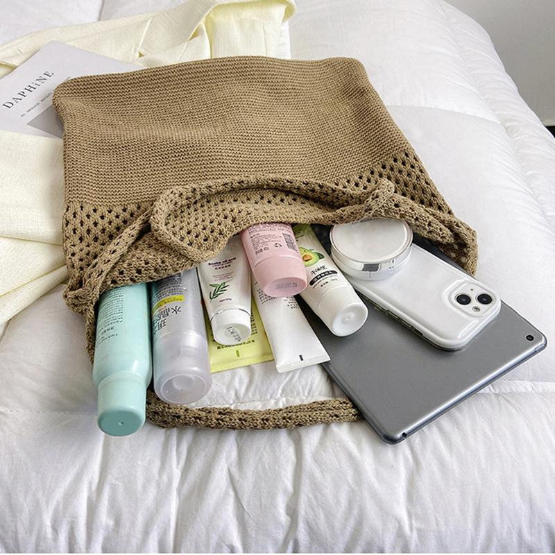 Vintage Hollow Out Summer Beach Woven Women Shoulder Bag Knitting Handbags Large Capacity Crochet Tote Bags