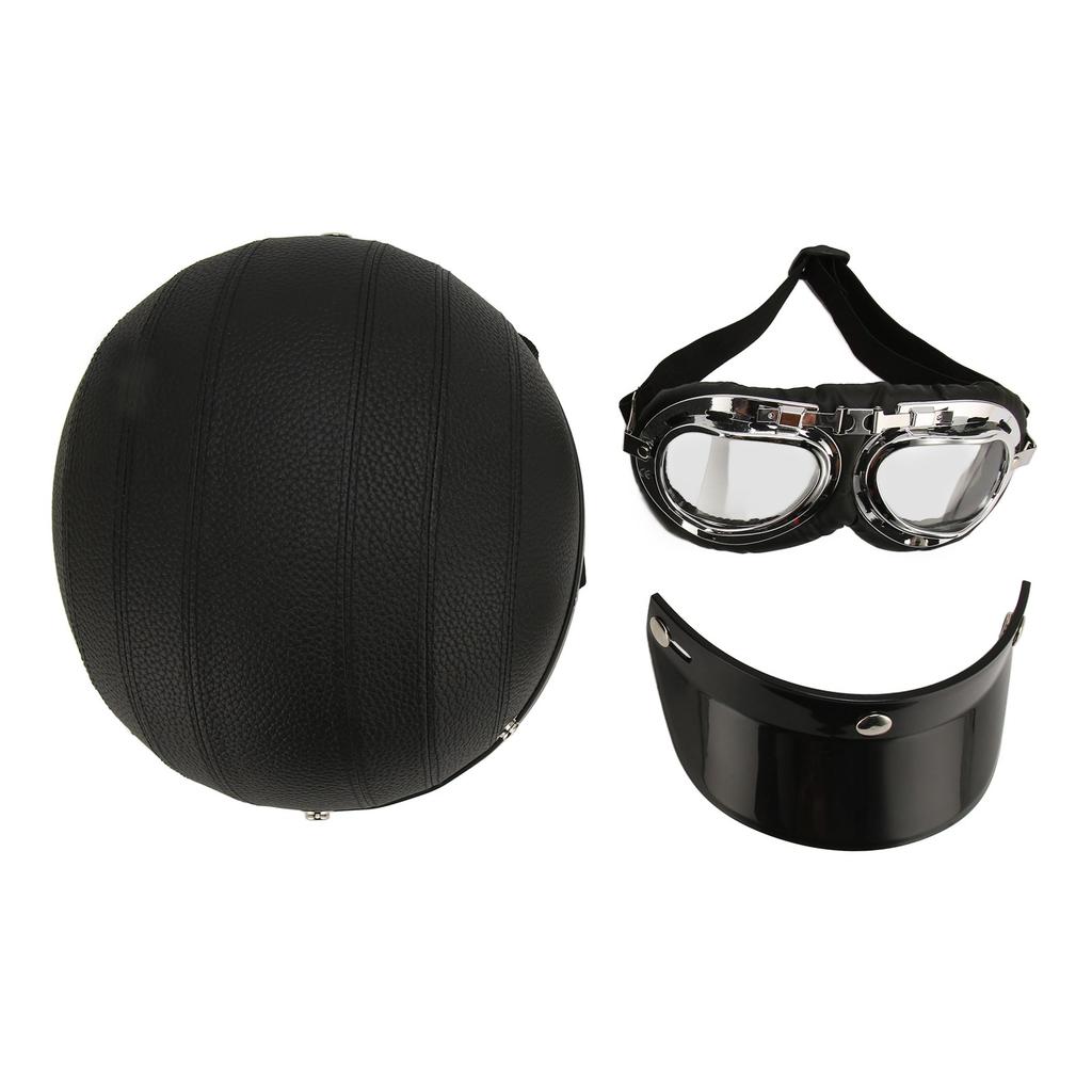 Motorcycle Helmet Cap Black Free Size Outdoor Riding Baseball Helmet Cap with Glossy Glasses for