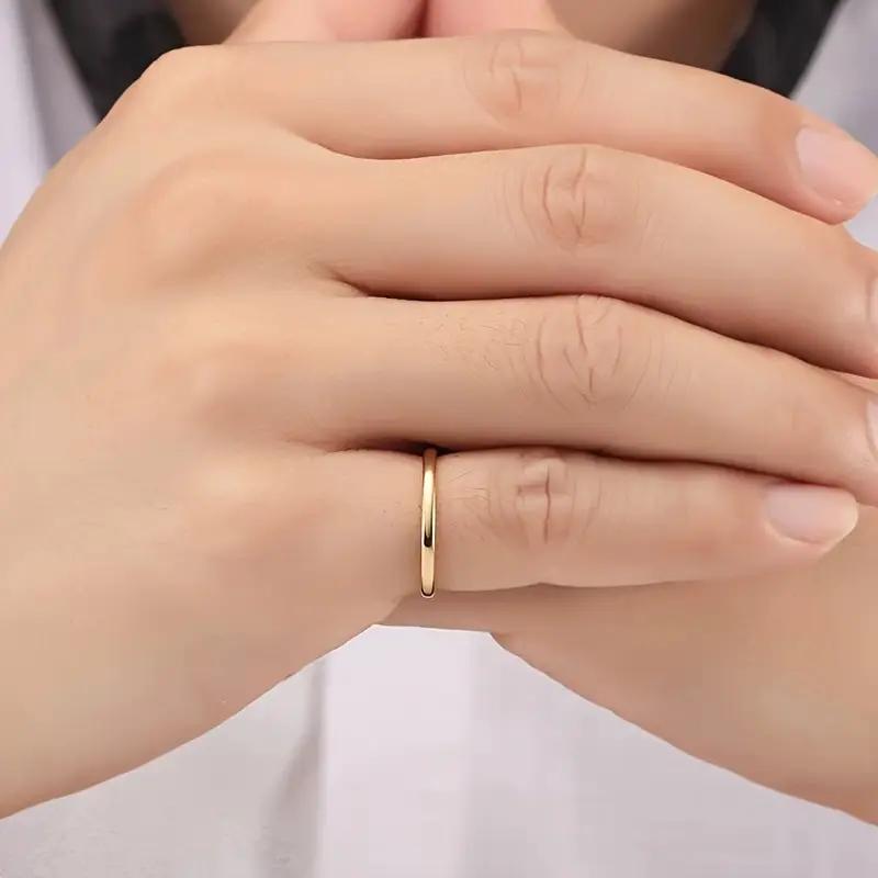 2mm Minimalist Titanium Steel Couple Rings – Smooth Surface Simple Design Ring for Women and Men