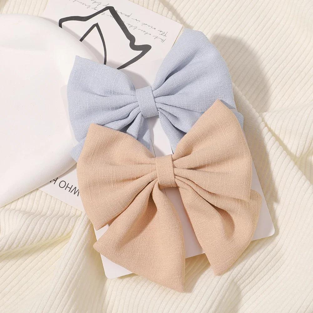 2pcs/set 4.5" Cheer Bows Hair Clip for Kids Lovely Grosgrain Ribbon Hairgripes Girls Delicate Bowknot Hair Pins Headwear Set