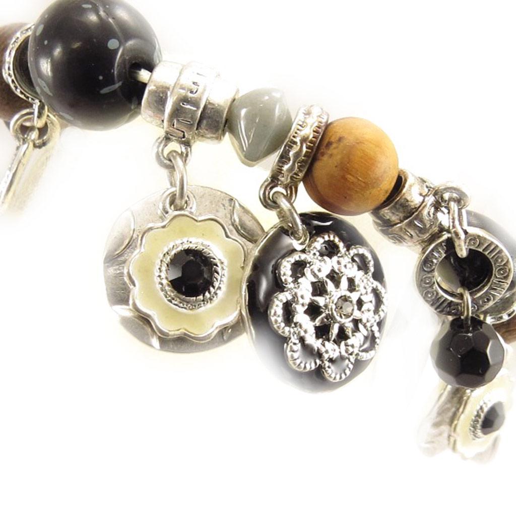 Les Trésors De Lily [C5295] - 'Babouchka' Black Brown Designer Bracelet