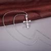 Women Teardrop Stone Cross Pendant Necklace with Central Round Stone Elegant Sparkling Religious Inspired Jewelry for Daily and Special Occasions