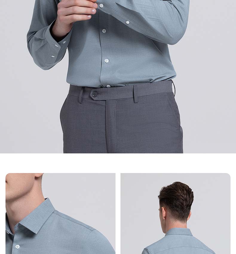 [Flax Anti Wrinkle] Langdeng's New Easy To Take Care of Formal Long Sleeved Shirt, Elastic Formal Business Men's Shirt