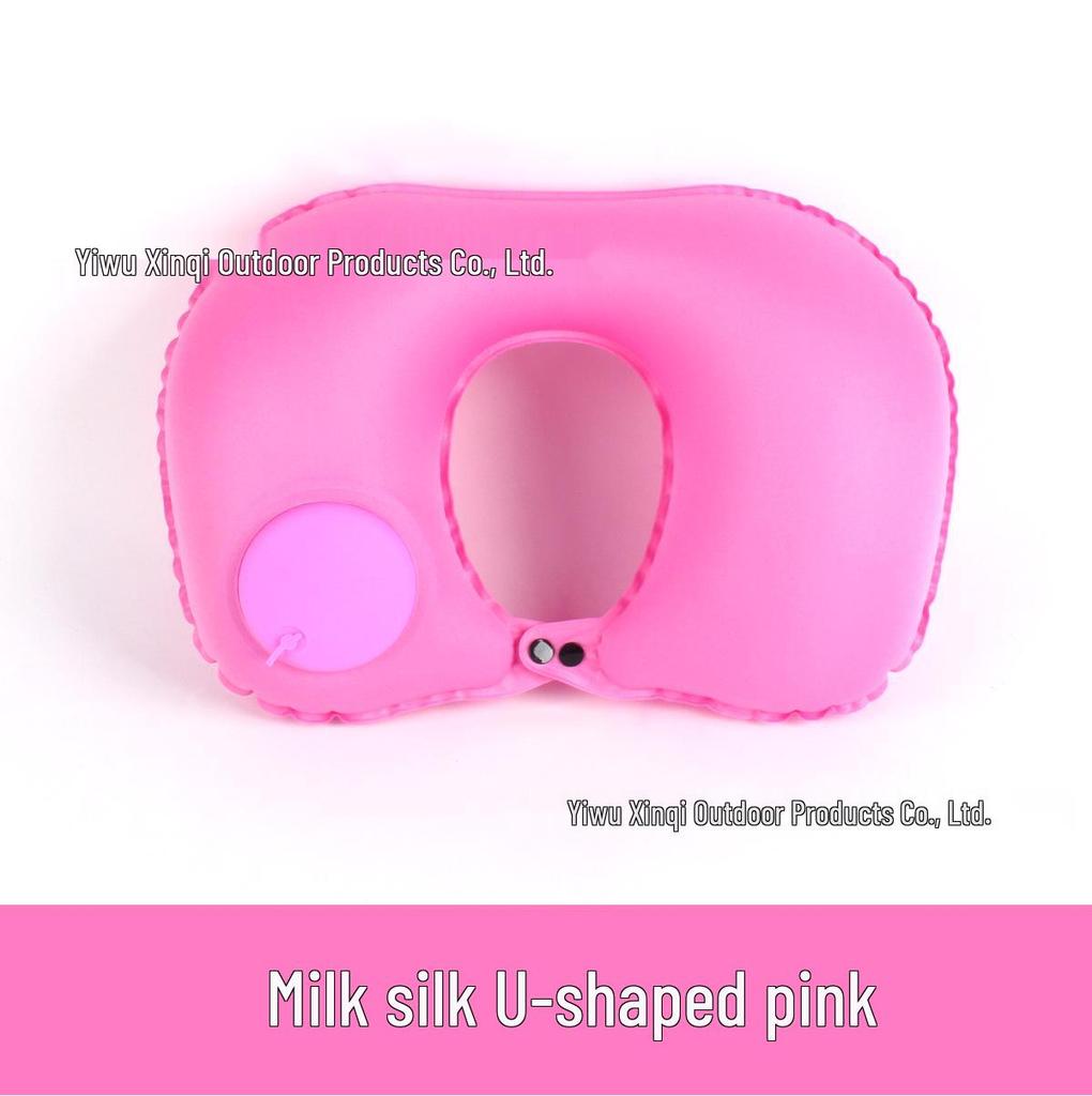 Inflatable U-Shaped Velvet Neck Pillow - Travel Essential, Foldable & Portable