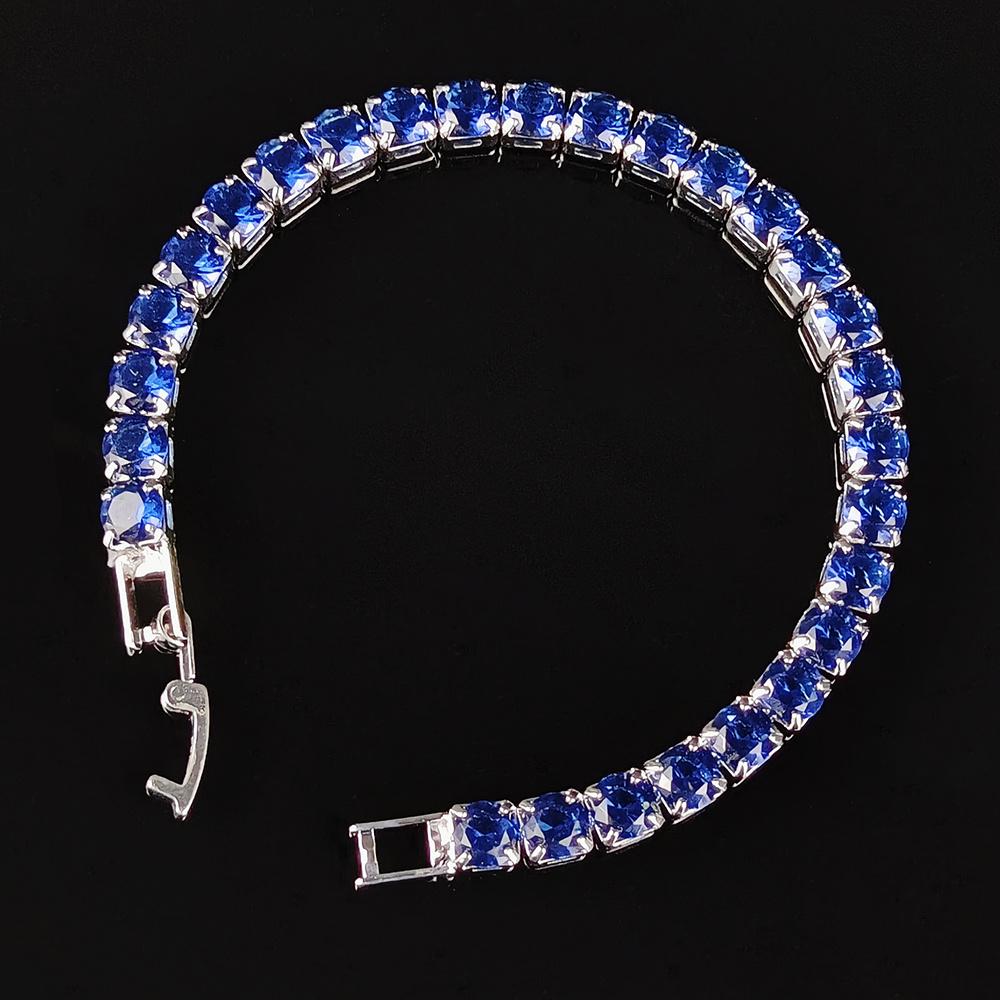 Rose Gold Silver Color 5mm Pink Blue Green Red Tennis Bracelet Bangle for Women Wedding Fashion Jewelry Party Gift S4777