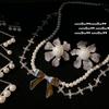 Mermaid Bubble Flowers Gem Pearl Earrings, Tahiti, Bow Star Zircon, Pearl Necklace
