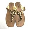 Miu miu Italien Leder Zehensandalen Damen 37 23.0-23.5 Gold Flache Schuhe(GEBRAUCHT)