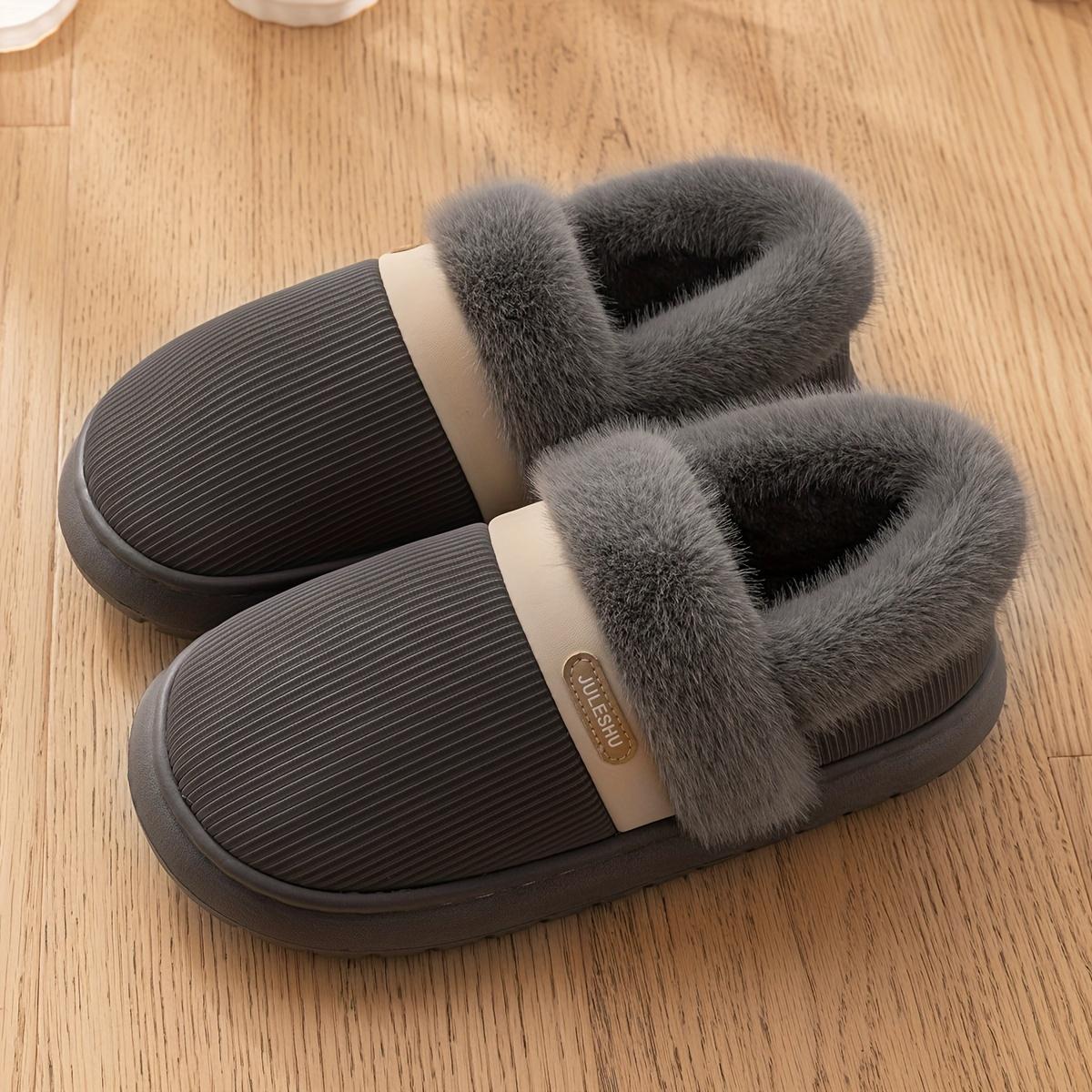 

Striped Minimalist Solid Color Soft and Delicate Warm Slippers Simple and Comfortable Style for Men and Women Indoor Home Leisure Shoes 44-45