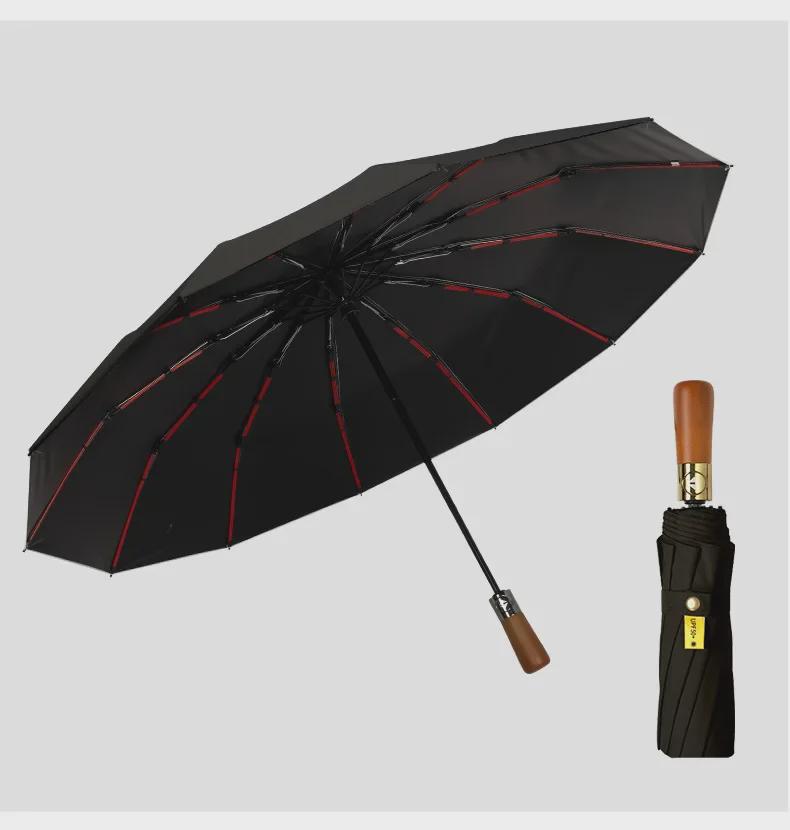 Premium Double-Sized Wind-Resistant Folding Umbrella with UV Protection for Men.