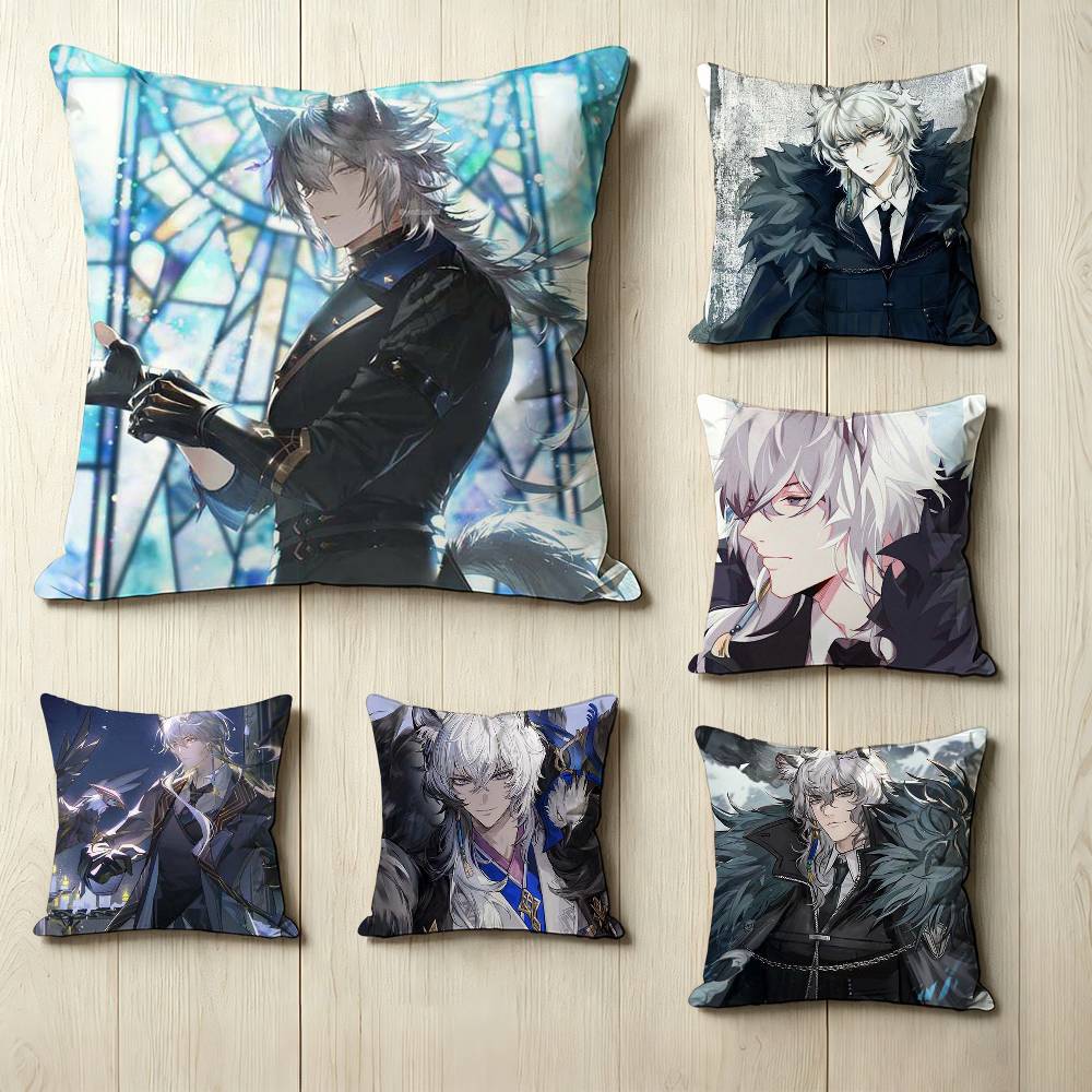 AnimeStyle Game AArknights SSilverAsh Square DoubleSided Printed Pillow Case Bedroom Bedside Pillow Sofa Cushion Cover