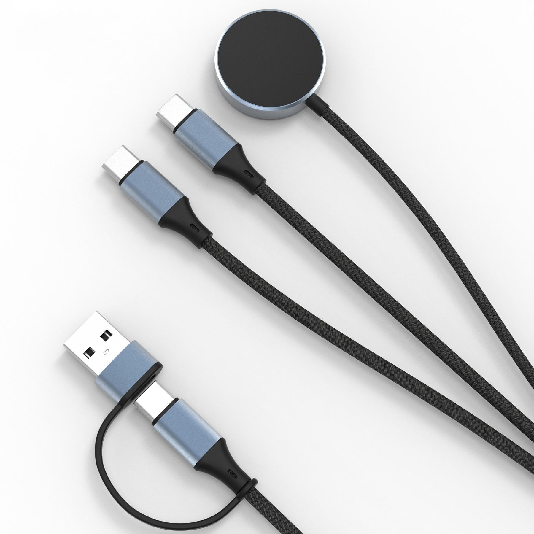 

100W Metal Shell Braided Charging Cable Wireless Charger For Computer/Phone/Watch/Earbuds USB-C Output Cable Dual Type-C (U33)