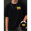 European sizes Red Car Number Cartoon Boys' Double-Sided Printed T-Shirt, Soft And Comfortable Summer Fashion Round-Neck Top, Suitable for Outdoor