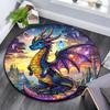 Fantasy Dragon Castle Round Area Rug,Carpet Rug for Living Room Bedroom Sofa Playroom Decor,Non-slip Floor Mat