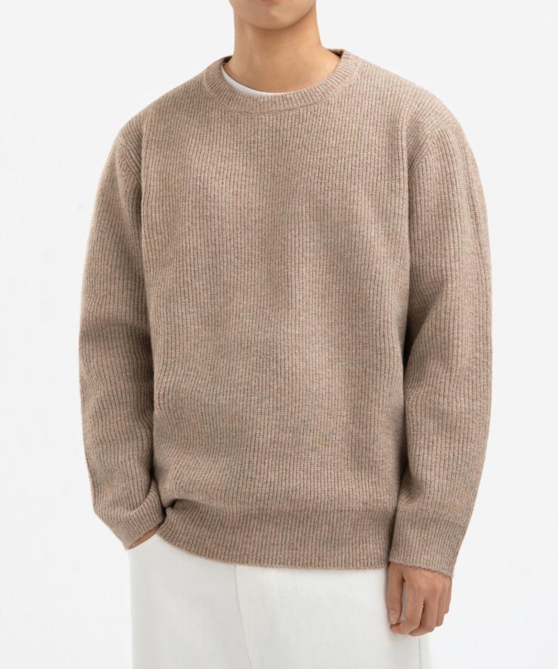 UNDEROFF Relaxed Fit Daily Round Knit Beige