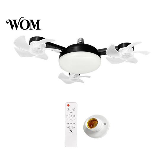 Smart Home Ceiling Fan 3/4/5 Blade with Light & Remote Control, 2-in-1 Silent LED Drone Foldable Blades, 3-Speed Dimmable E27 Socket for Bedroom
