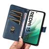 Para Xiaomi Redmi 15 4G (EE.UU.) (171 mm) Funda Tipo Billetera Líneas Forma T Cuero Soporte Cubierta de Teléfono