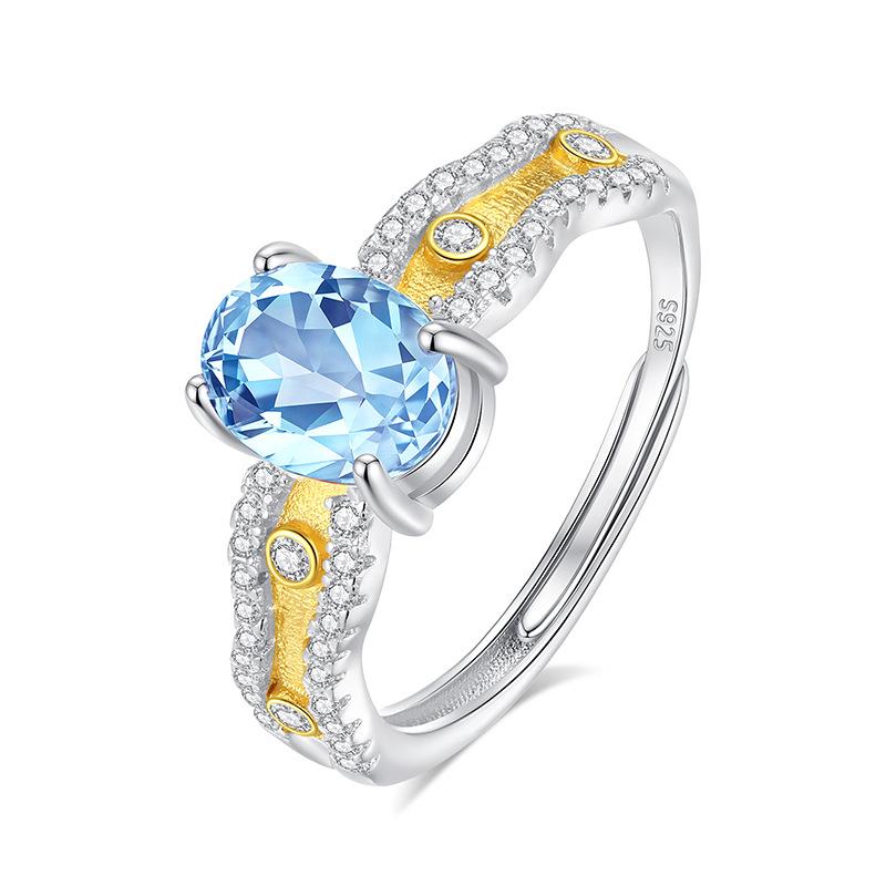 Premium natural crystal stone brushed texture ring s925 sterling silver ring women s adjustable fashion gift opening adjustable