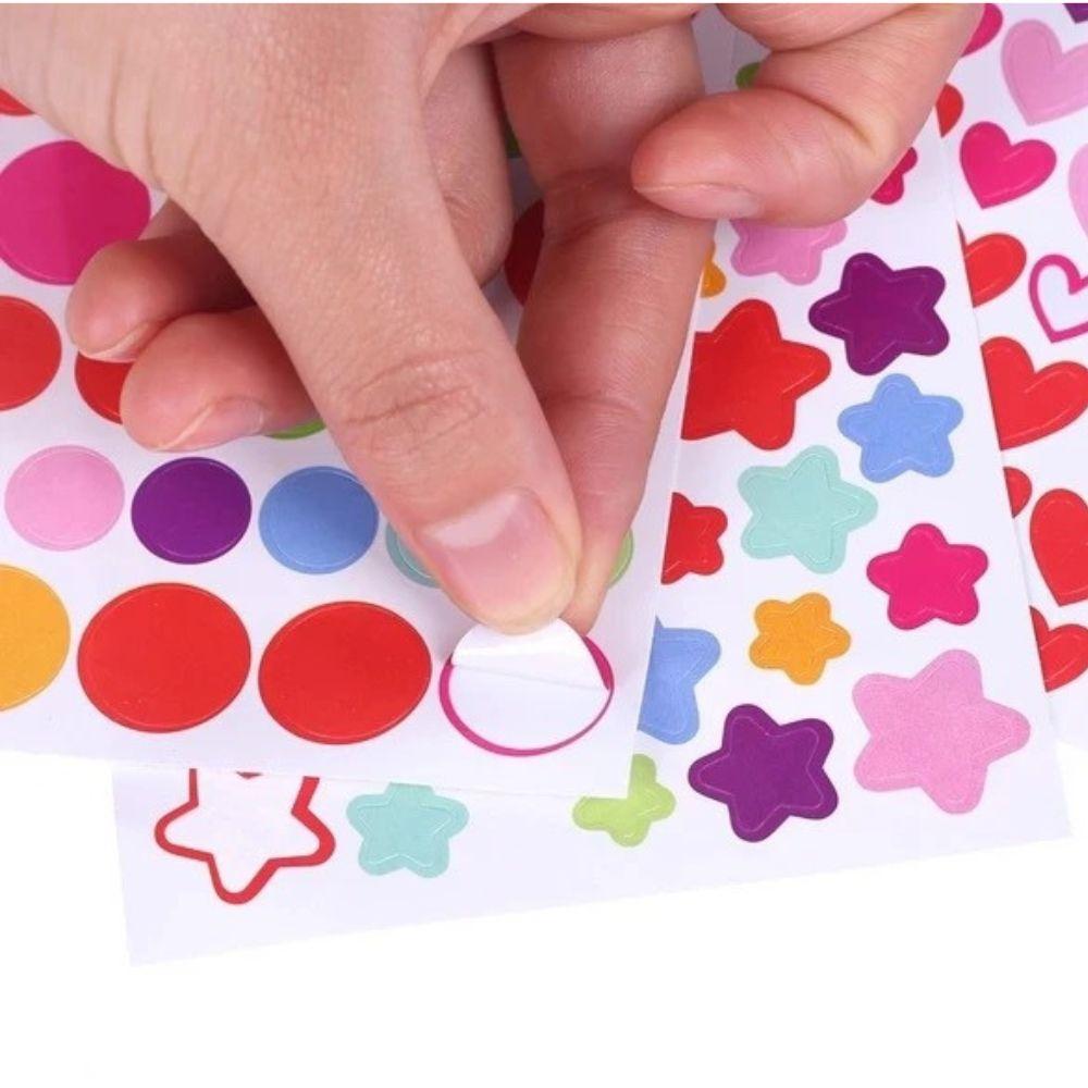6/12pcs Colorful Paper Stickers Dot Heart Pentagram Diary Journal Decoration School Creative Award YMY
