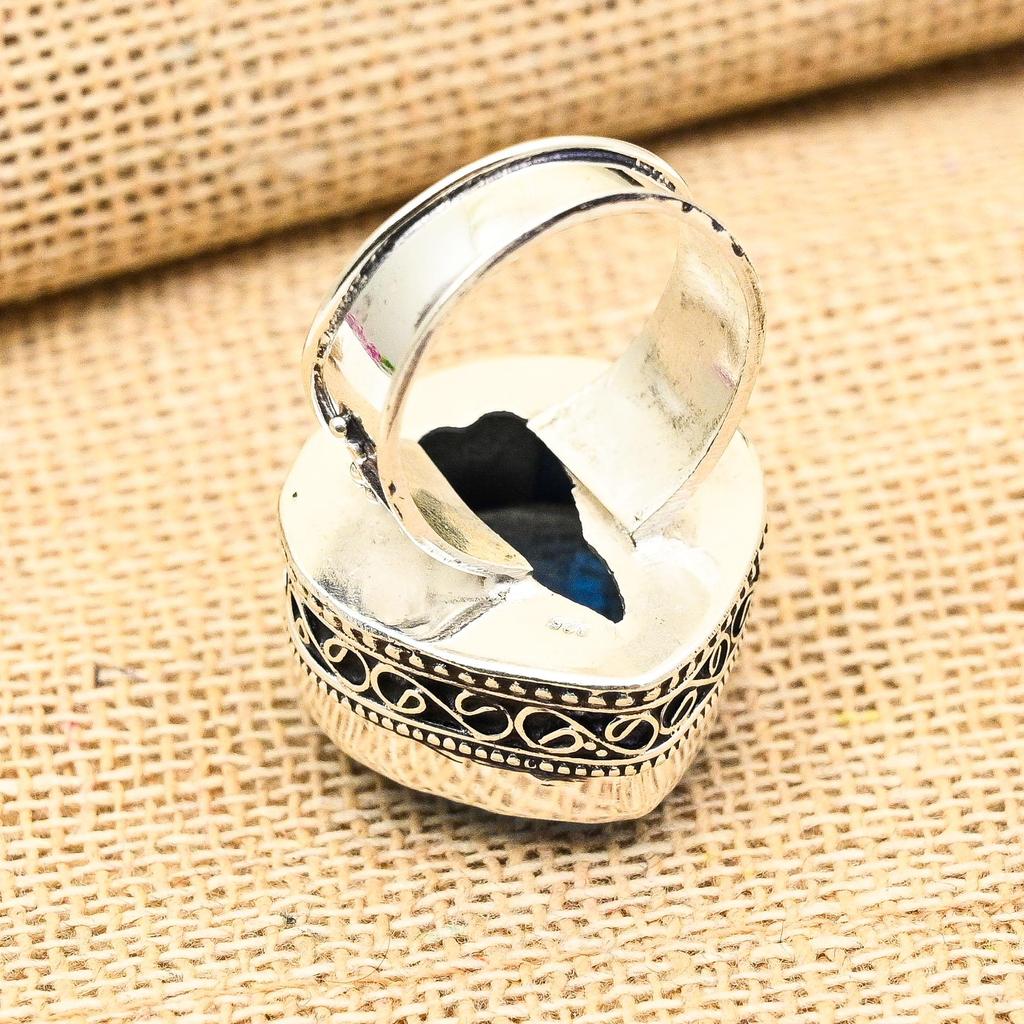 Gioielli in Argento Sterling 925 Massiccio Fatti a Mano con Pietra di Tanzanite Anello Anniversario Per Lei