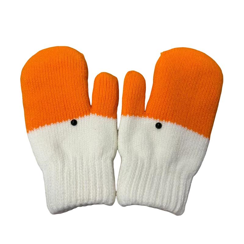 1Pair Comfortable and Warm Swan Knitted Gloves with Creative and Cute Design for Winter