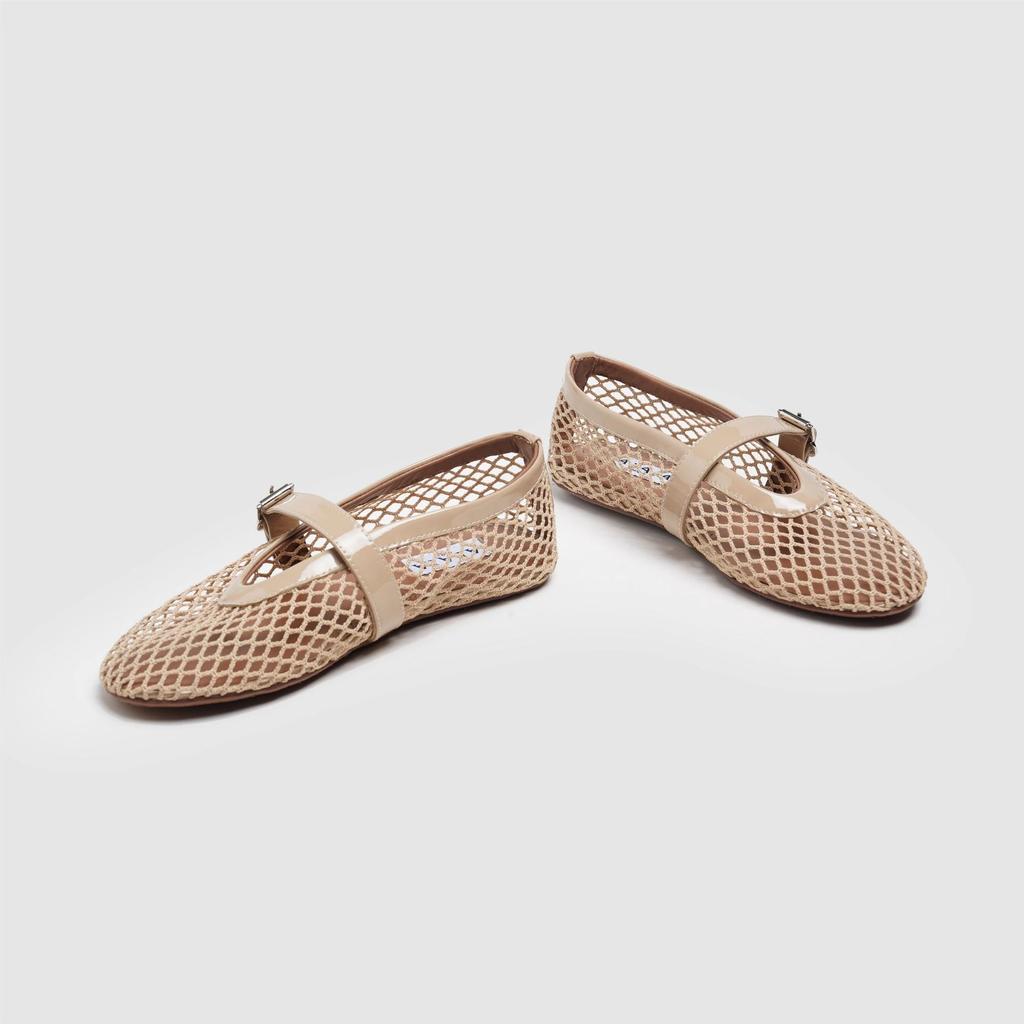 Women's shoes 2025 fishing net breathable single shoe round toe shallow mouth flat bottomed ballet shoes summer breathable mesh