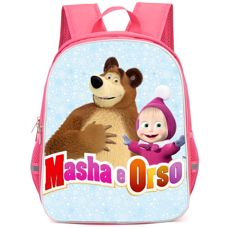 Masha And Bear School Bag Elementary School Cartoon High Definition Printing Large Capacity Zipper Oxford Lightweight Ridge Backpack